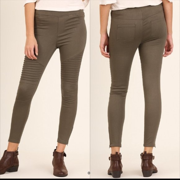 Black or Olive Washed Moto Jeggings - Picture 3 of 8